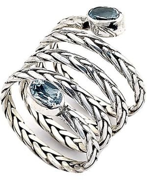 Samuel B. Silver 1.14 Ct. Tw. Blue Topaz Byzantine Ring - White