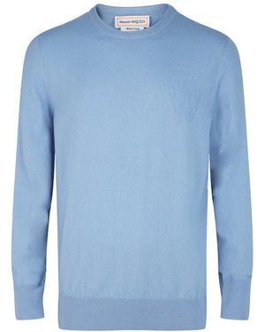 McQueen Cashmere Skull Jumper - Blue