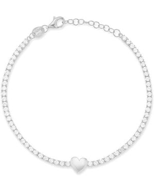 Glaze Jewelry Silver Cz Heart Tennis Bracelet - White