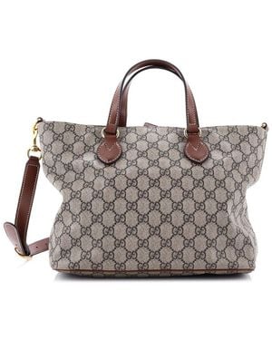 Gucci Gg Coated Canvas & Leather Convertible Soft Tote Small (Authentic Pre-Loved) - Metallic