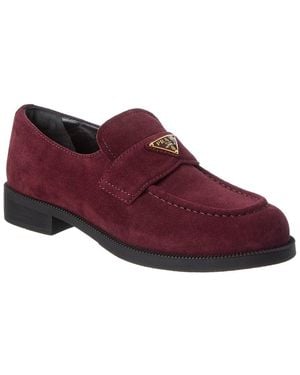 Prada Logo Suede Loafer - Red