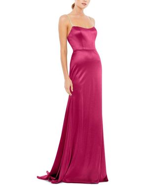 Mac Duggal Charmeuse Rhinestone Strap Trumpet Gown - Purple