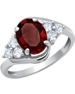 MaxColor 10K 1.70 Ct. Tw. Garnet Halo Ring - White