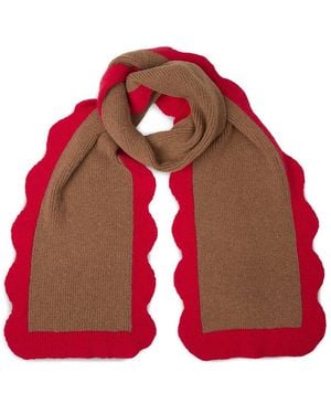 Saachi Scallop Trim Knit Scarf - Red