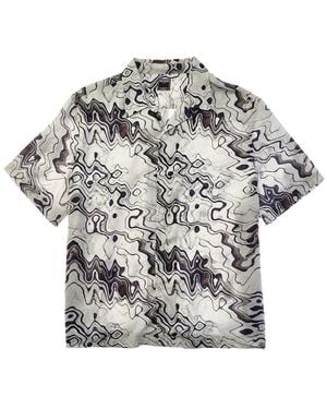 Todd Synder X Champion Tonal Marble Print Camp Collar Shirt - Grey