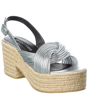 Sergio Rossi Akida 50 Leather Platform Sandal - Metallic