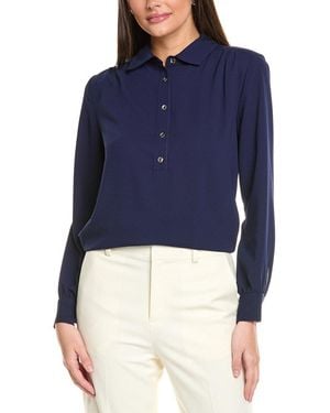 Jones New York Shirttail Side Button Popover - Blue