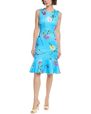 Donna Ricco Printed Scuba Midi Dress - Blue