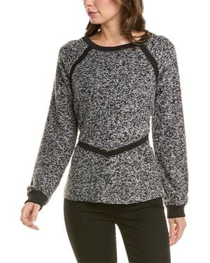 Donna Karan Ribbed Inset Pullover - Grey