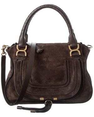 Chloé Marcie Medium Suede Satchel - Black