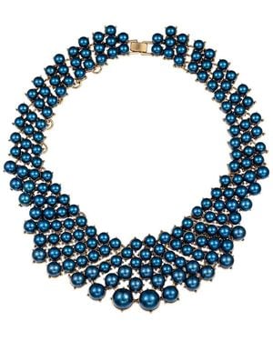 Eye Candy LA Laura Glass Pearl Statement Necklace - Blue