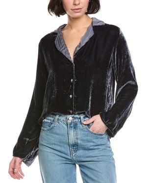 Velvet By Graham & Spencer Brenna Velvet Silk-Blend Shirt - Black
