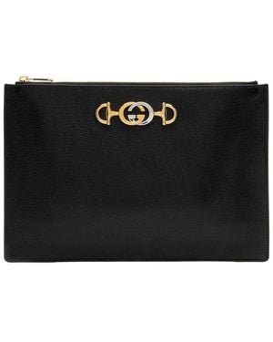 Gucci Calfskin Zumi Pouch (Authentic Pre-Loved) - Black