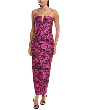 MILLY Judith Palm Jacquard Midi Dress - Red