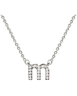 Jane Basch 14k White Gold Diamond Lowercase Initial Necklace (a-z) - Metallic
