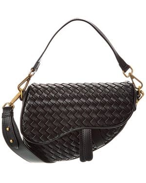 Tiffany & Fred Paris Woven Leather Saddle Bag - Black