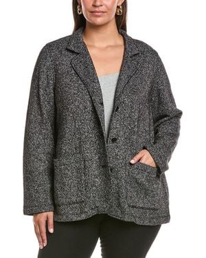 Eileen Fisher Plus Stand Collar Jacket - Grey