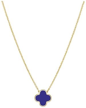 Italian Gold 14K Lapis Clover Necklace - Metallic