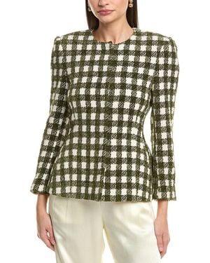 Oscar de la Renta Chenille Tweed Silk-Lined Wool-Blend Jacket - Green