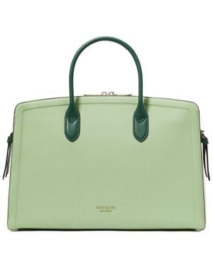 Kate Spade Knott Colorblocked Pebbled Leather Commuter Laptop Bag - Green