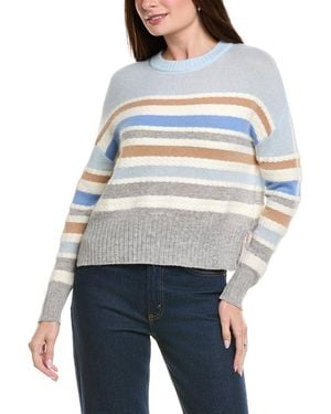 Hannah Rose Stripe Crewneck Wool & Angora-Blend Jumper - Grey