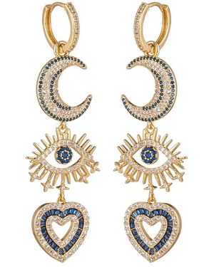 Eye Candy LA Cz Crescent Moon Heart Drop Earrings - Metallic