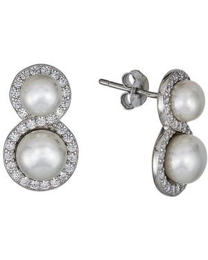 Belpearl Silver 6..5-8mm Pearl Cz Earrings - Metallic