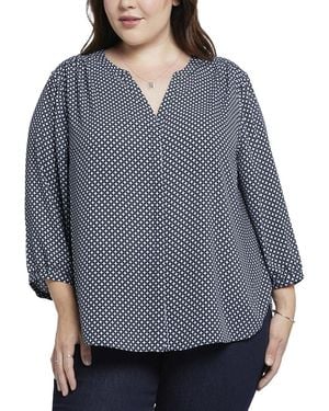 NYDJ Plus Pintuck Blouse - Gray