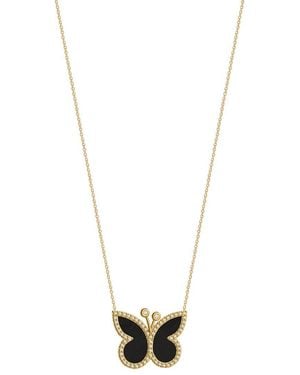 Gabi Rielle 14K Over Onyx Cz Butterfly Necklace - White