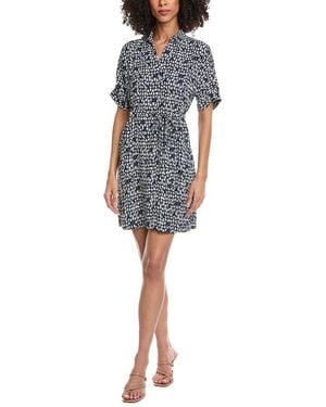 NIC+ZOE Petite Etched Angles Belted Devon Dress - Blue