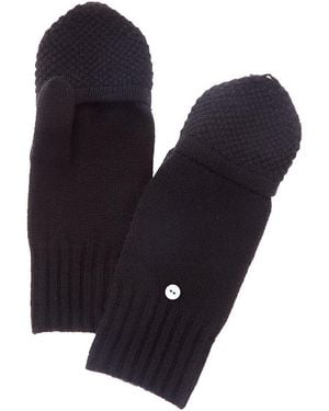 Phenix Waffle Knit Cuff Pop Top Cashmere Gloves - Blue