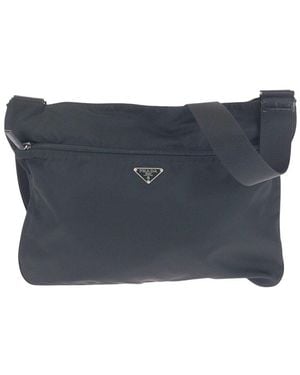 Prada Tessuto Triangle Logo Shoulder Bag (Authentic Pre-Loved) - Blue