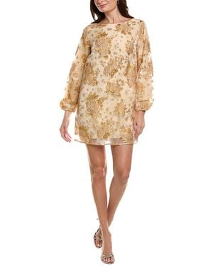 FLORA BEA NYC Aiana Jacquard Organza Wool-Blend Shift Dress - Natural