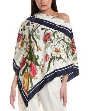 La Fiorentina Floral Poncho - Grey