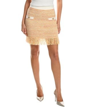 MILLY Kali Fringe Knit Mini Skirt - Natural