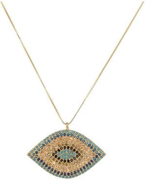 Eye Candy LA Silver Cz Evil Eye Necklace - Metallic