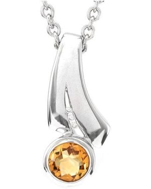 Gemstones 1.80 Ct. Tw. Diamond & Citrine Pendant Necklace - White