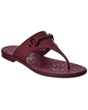 Gucci Gg Horsebit Rubber Thong Sandal - Red