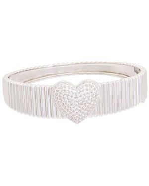Juvell 18K Plated Cz Heart Goose Bangle Bracelet - White