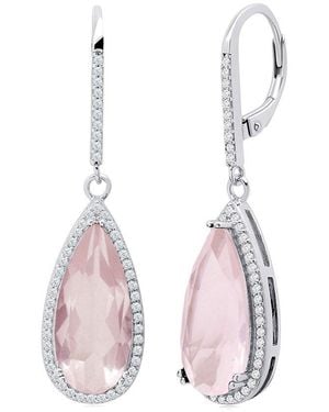 MaxColor 7.00 Ct. Tw. Rose Quartz Earrings - Pink