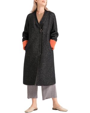 MALABO Single Button Long Wool-Blend Coat - Black