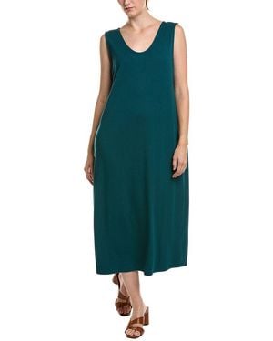 Eileen Fisher V-Neck Flare Oval Dress - Green
