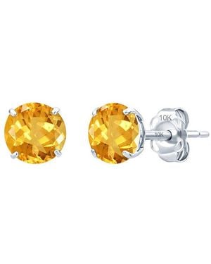 MaxColor 14K 1.40 Ct. Tw. Citrine Stud Earrings - Metallic