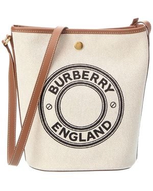 Burberry Medium Canvas & Leather Bucket Bag - Natural