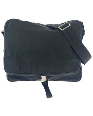Prada Tessuto Triangle Logo Messenger Bag (Authentic Pre-Loved) - Blue