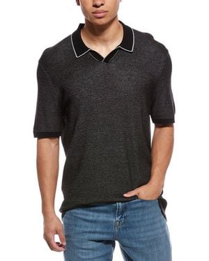 RAFFI Silk-Blend Johnny Collar Shirt - Black
