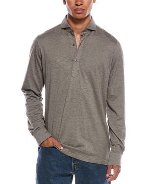 N.Peal Cashmere Antibes Cashmere-Blend Polo Shirt - Grey