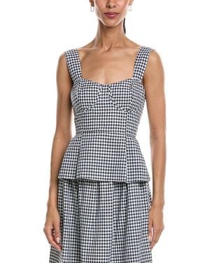 REVERIEE Linen-Blend Sleeveless Top - Blue