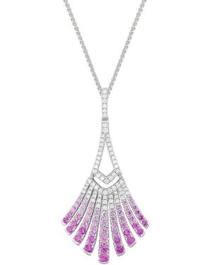 Diamond Select Cuts 14K Diamond .26 Ct. & .96 Ct. Sapphire Necklace - Pink