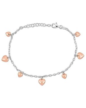 Italian Silver Heart Charm Bracelet - White